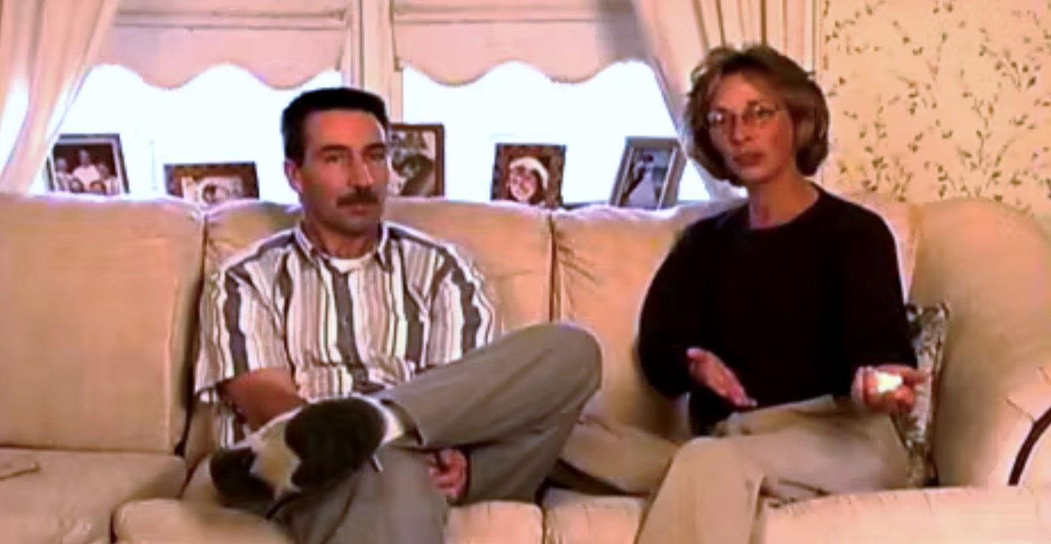 Kaseys parents sitting down during an intervew.